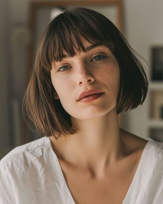 1. Soft Brunette French Bob with Wispy Fringe - French Bob Hair