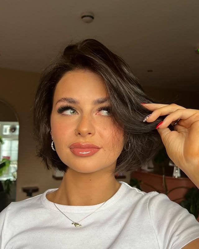 2. Glossy Espresso French Bob with Side Volume - French Bob Hair