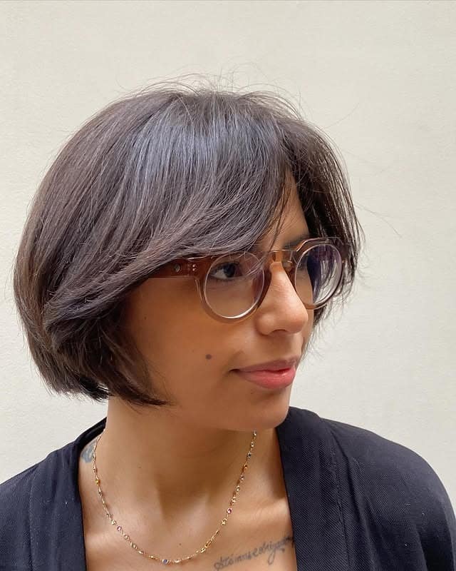8. Smoky Ash Brown French Bob with Rounded Shape - French Bob Hair