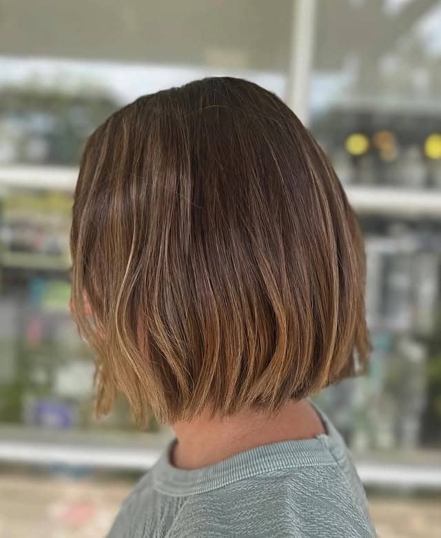 13. Caramel Balayage French Bob with Blunt Perimeter - French Bob Hair
