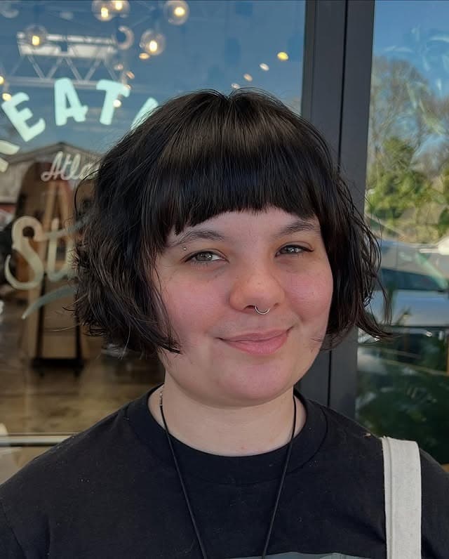 14. Textured Espresso French Bob with Micro Bangs - French Bob Hair