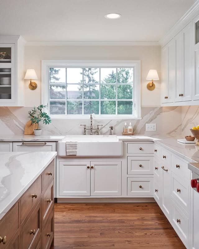 1. Bright White Shaker Kitchen with Warm Wood Accents - classic kitchen ideas