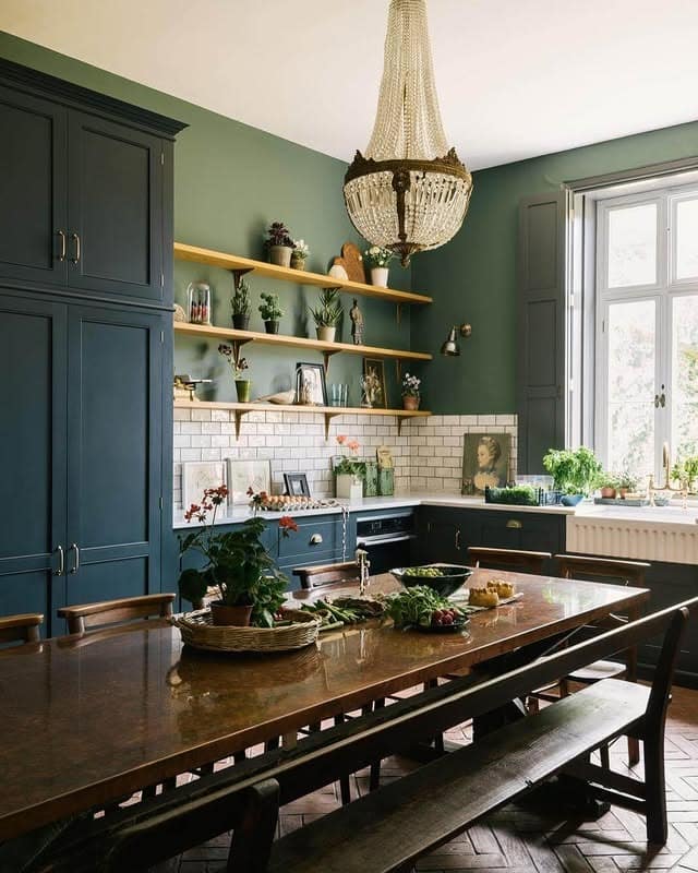 11. Heritage Green Kitchen with Antique Brass Details - classic kitchen ideas