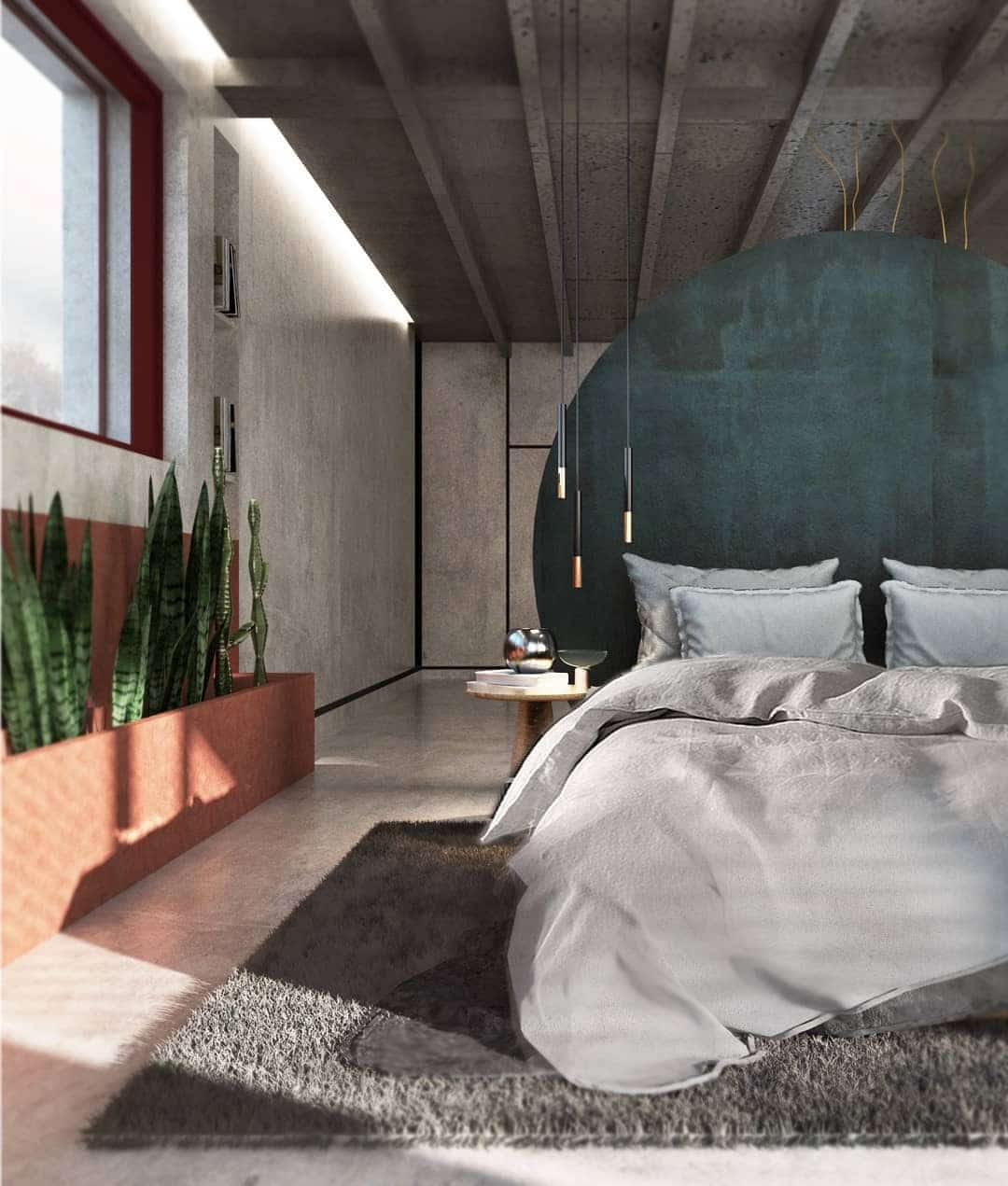 17. Modern Turquoise Arch with Industrial Edge - turquoise bedroom ideas