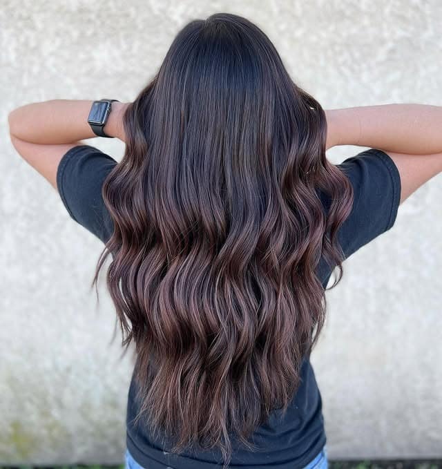 2. Espresso Base with Burgundy Melt - Dark Burgundy Hair Color