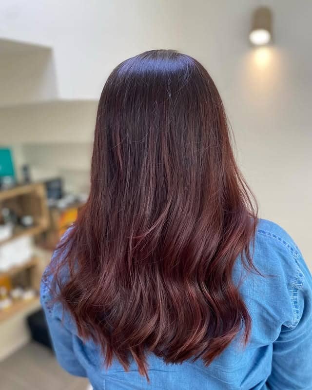 6. Shoulder-Length Burgundy with Soft Texture - Dark Burgundy Hair Color