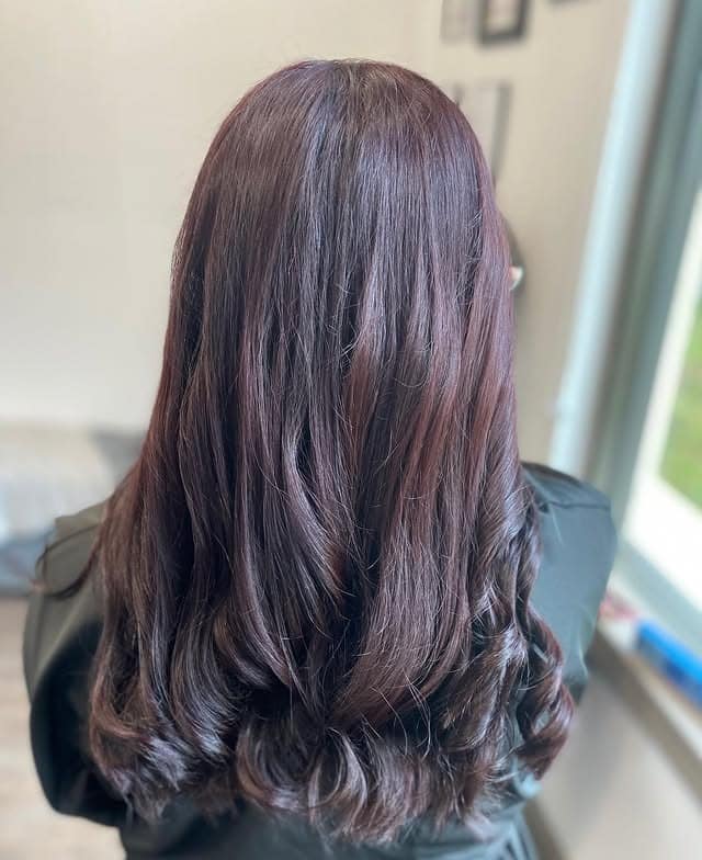 14. Soft Curled Ends in Warm Burgundy Brown - Dark Burgundy Hair Color