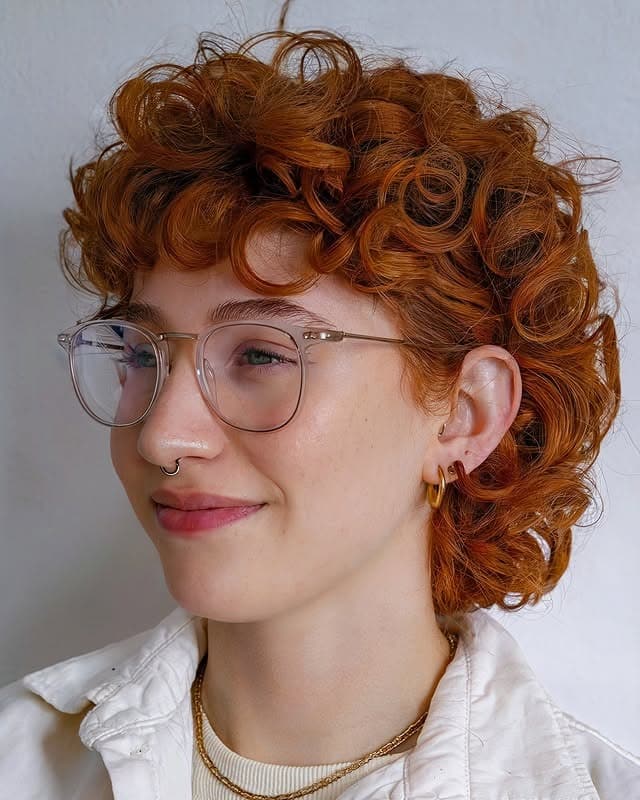 10. Layered Curly Pixie in Copper Red - Short Curly Hairstyles