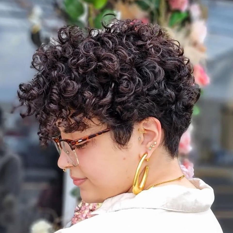21. Tapered Curly Pixie in Deep Plum Brown - Short Curly Hairstyles