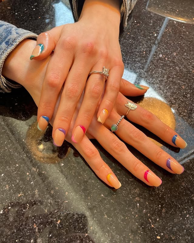 2. Abstract French Tips in Primary Pop - bright spring nail ideas