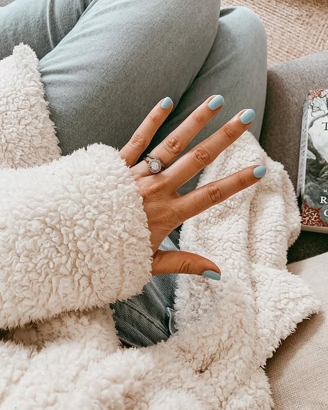 20. Powder Blue Short Round Minimalist - bright spring nail ideas