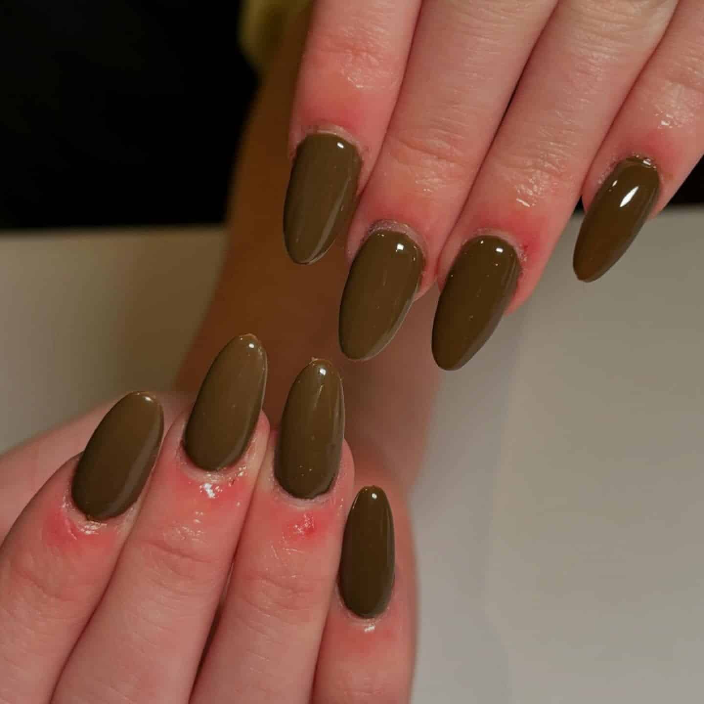 3. Espresso Almond Nails with Ultra-Gloss Finish - brown almond nail ideas