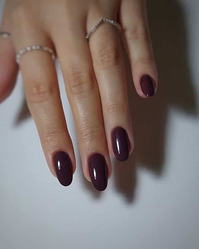 5. Burgundy-Brown Soft Almond Nails - brown almond nail ideas