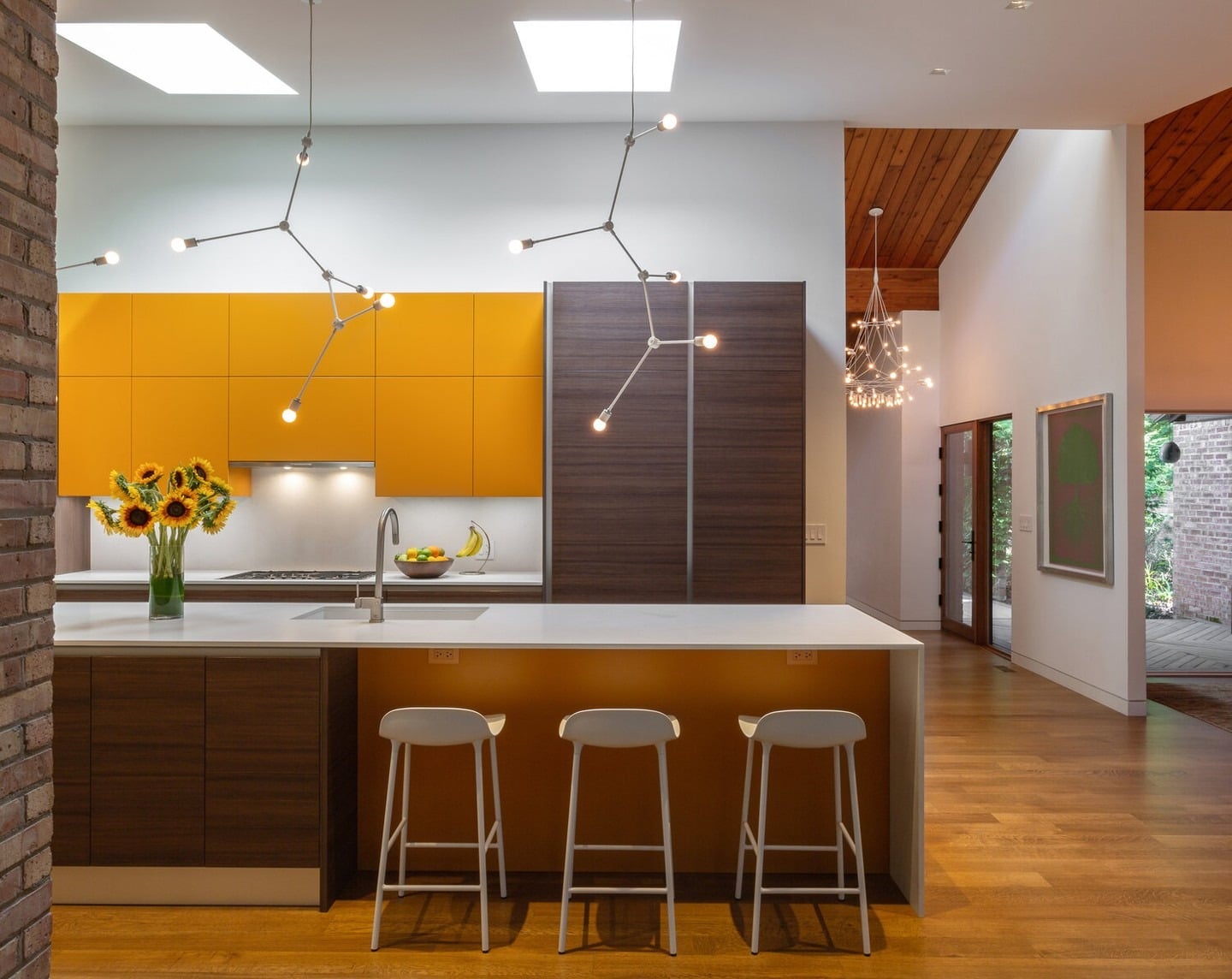 21. Mustard Yellow and Walnut Mid-Century Modern Kitchen - unique kitchen ideas