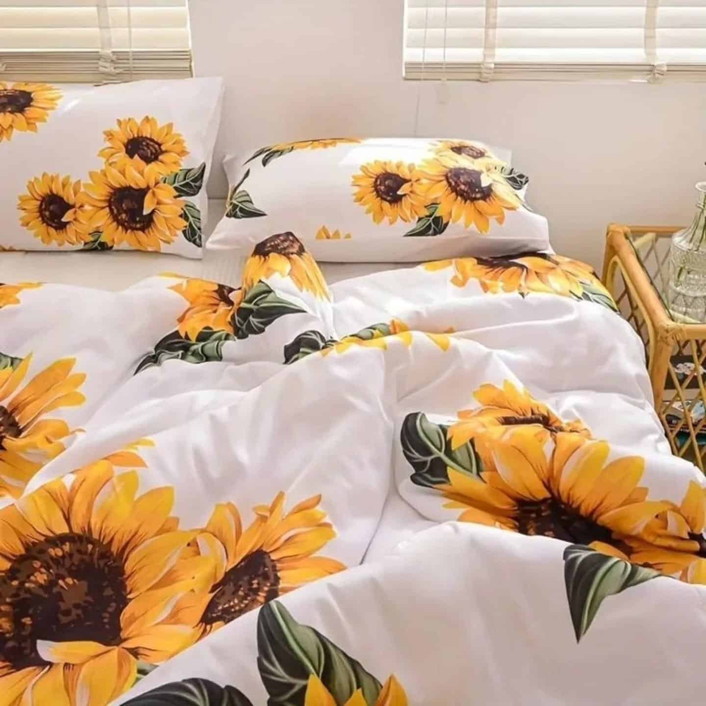 10. Fresh White & Yellow Sunflower Simplicity - sunflower bedroom ideas