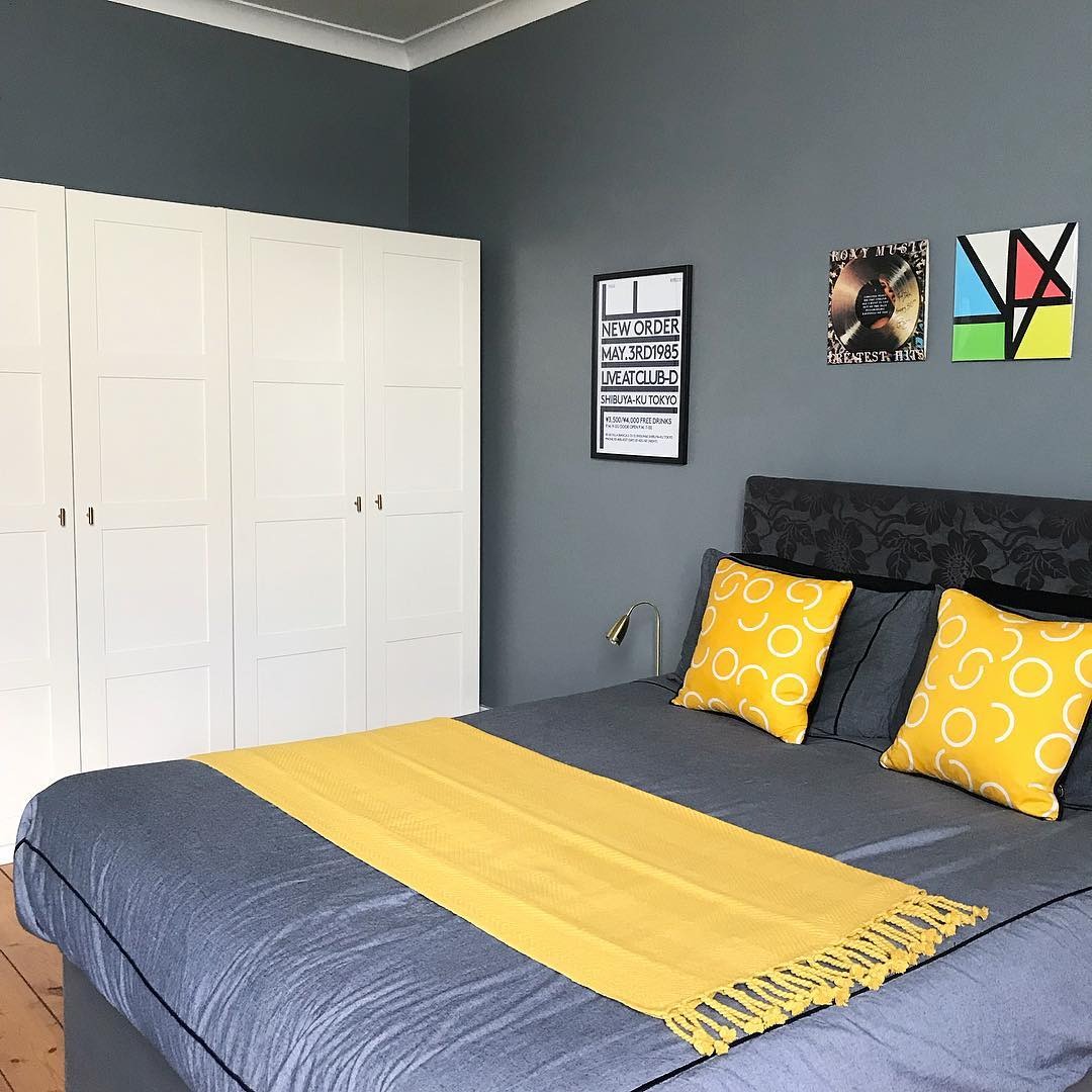 8. Charcoal and Mustard Modern Edge - spare bedroom ideas
