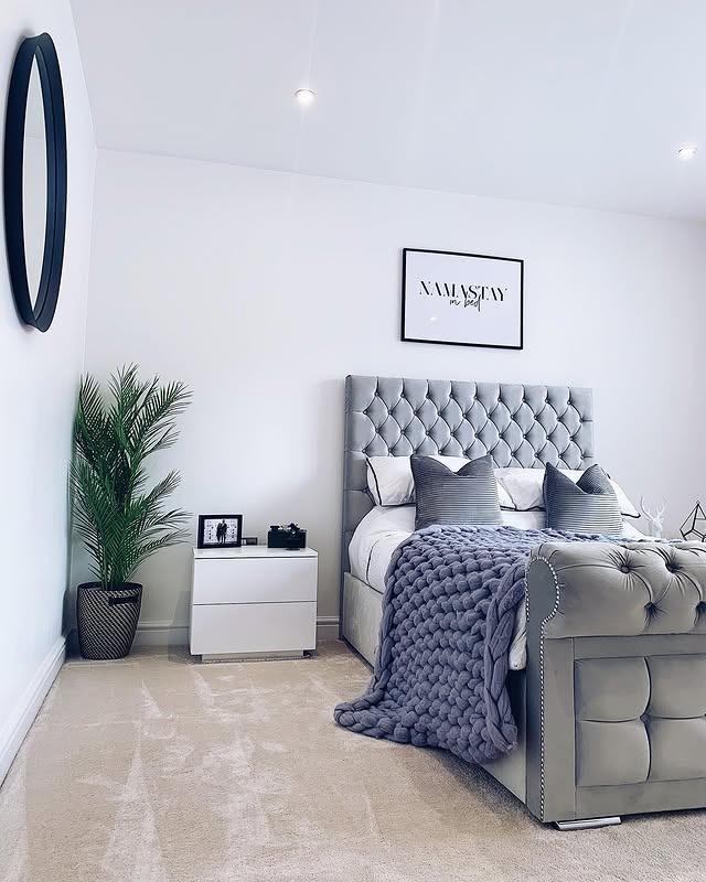 9. Light Grey and Plush Upholstery Elegance - spare bedroom ideas