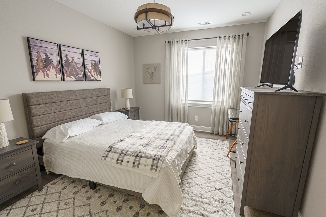 13. Warm Grey and Rustic Wood Retreat - spare bedroom ideas