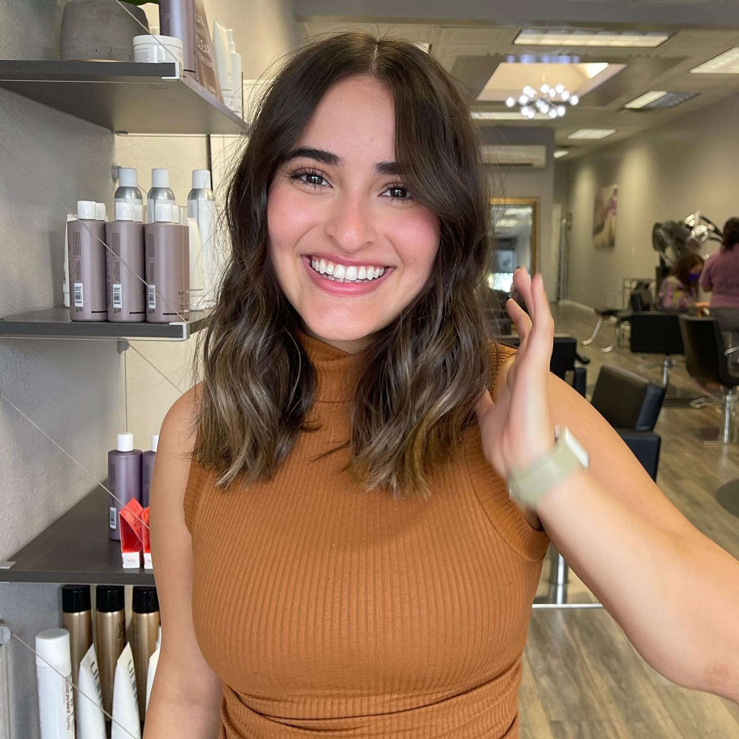 21. Soft Wavy Brunette Bob with Ash Highlights - Medium Bob Haircuts