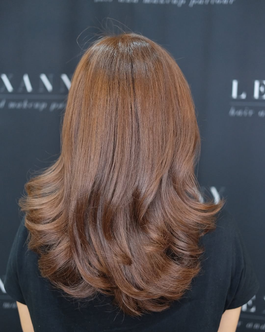 1. Layered Golden Brown Blowout - Golden Brown Hair Color