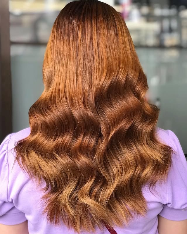 3. Rich Golden Brown Glam Waves - Golden Brown Hair Color