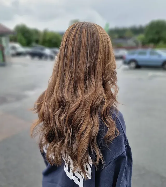 7. Natural Golden Brown Soft Waves - Golden Brown Hair Color