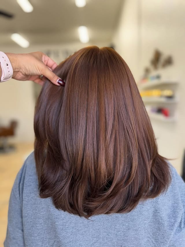 22. Rich Golden Brown Layered Blowout - Golden Brown Hair Color