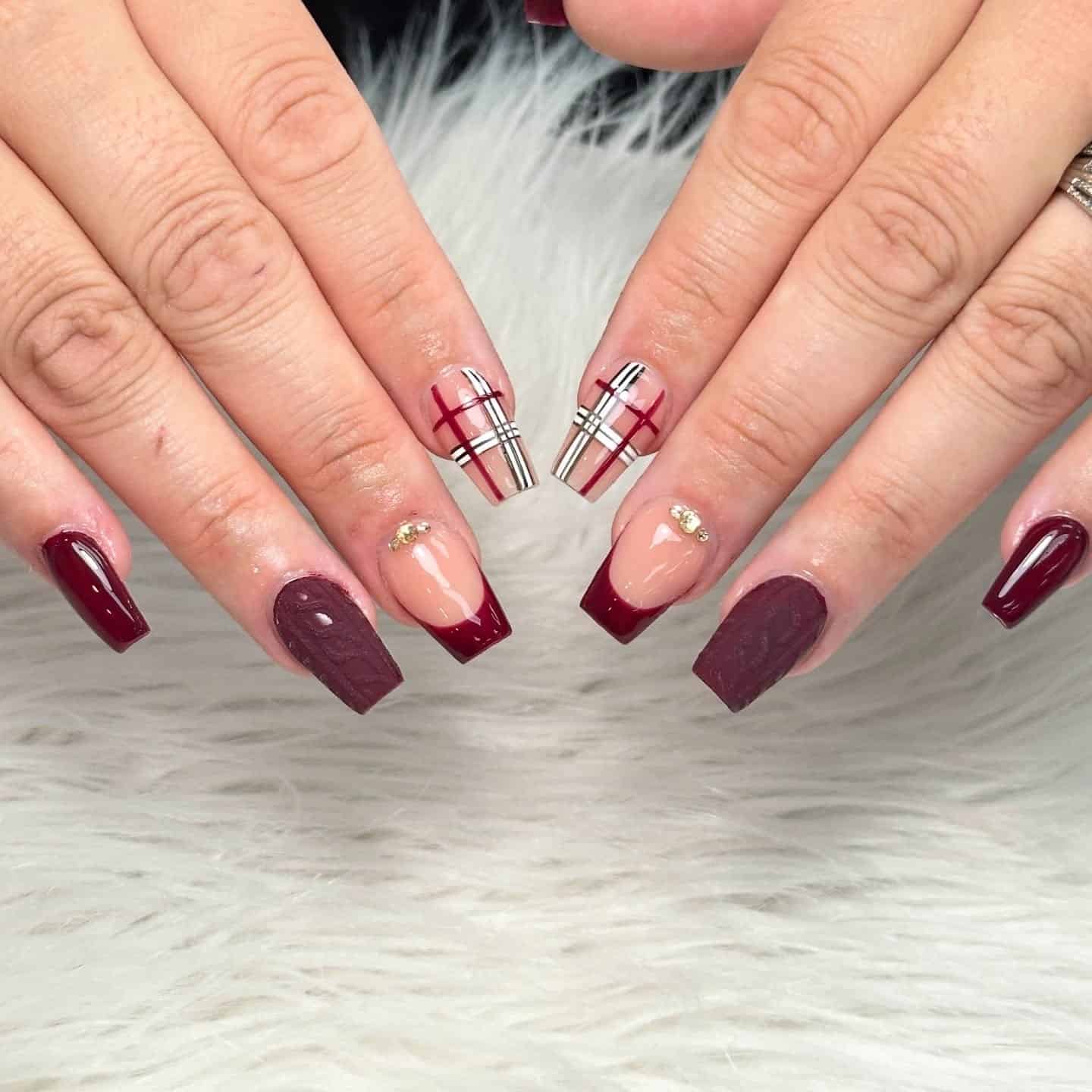 12. Short Square Black Cherry Ombre Nails - burgundy fall nail ideas