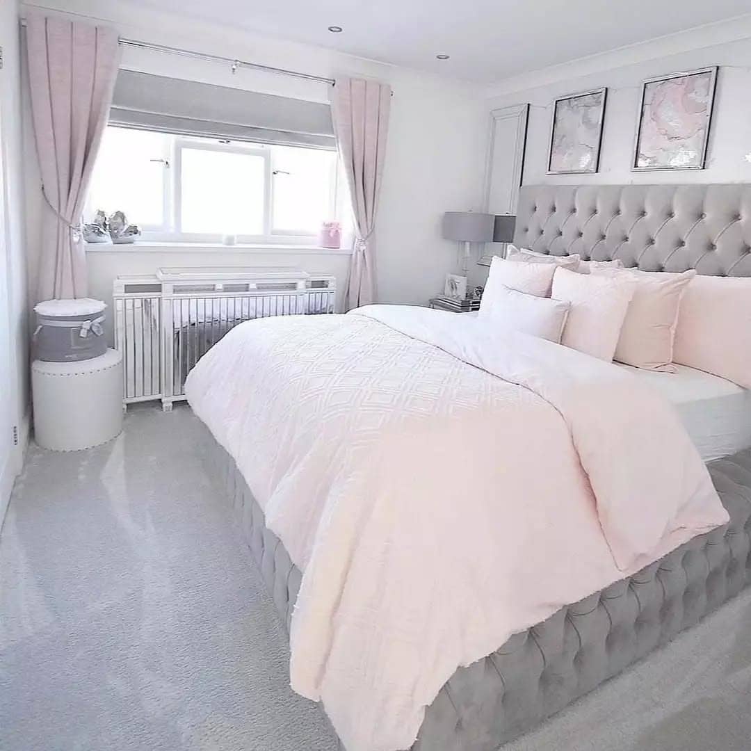 4. Minimalist Pink and Dove Grey Retreat - pink and grey bedroom ideas