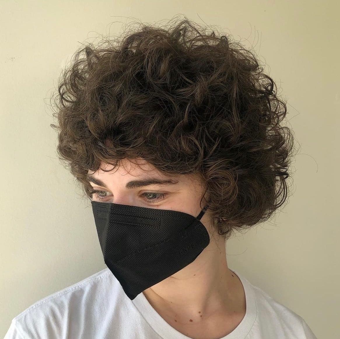 8. Chocolate Brown Curly Pixie Bob - Curly Bob Hairstyles