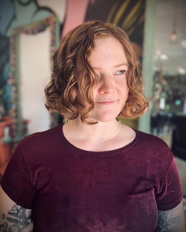 9. Soft Caramel Curly Bob with Face-Framing Layers - Curly Bob Hairstyles