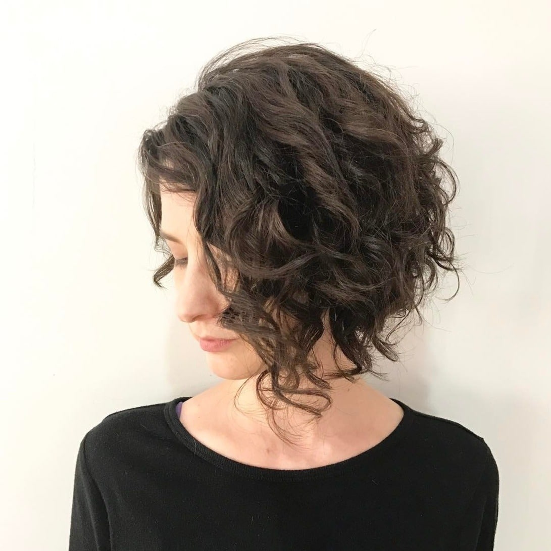 11. Soft Chocolate Layered Curly Bob - Curly Bob Hairstyles
