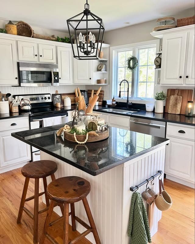 10. Traditional Cottage Kitchen in Cream and Charcoal - vintage kitchen ideas