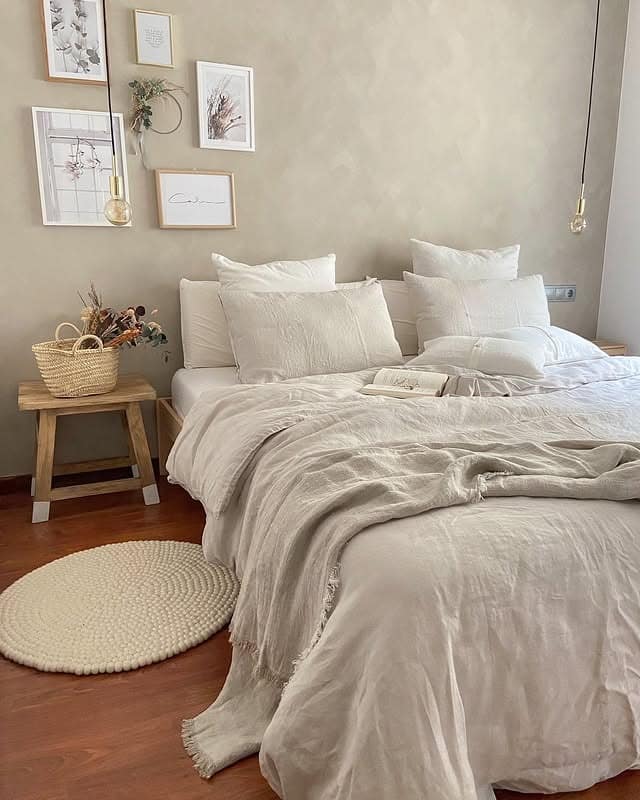 19. Relaxed Off-White Bedroom with Layered Natural Textures - off white bedroom ideas
