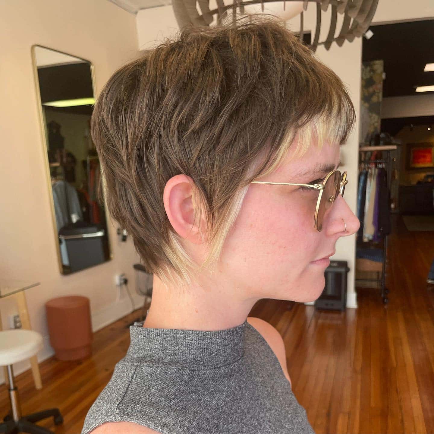 8. Two-Tone Shaggy Pixie with Blonde Panels - Shaggy Pixie Haircut