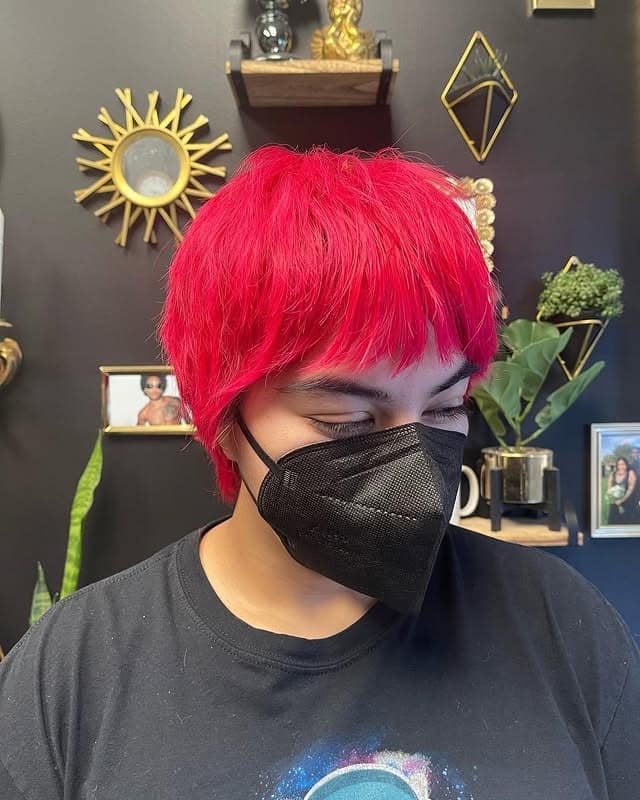 14. Electric Red Cropped Shag Pixie - Shaggy Pixie Haircut