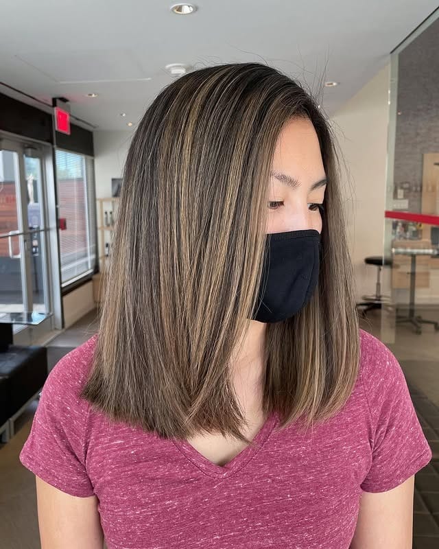 3. Textured Lob with Ash Brown Highlights - Light Ash Brown Hair Color