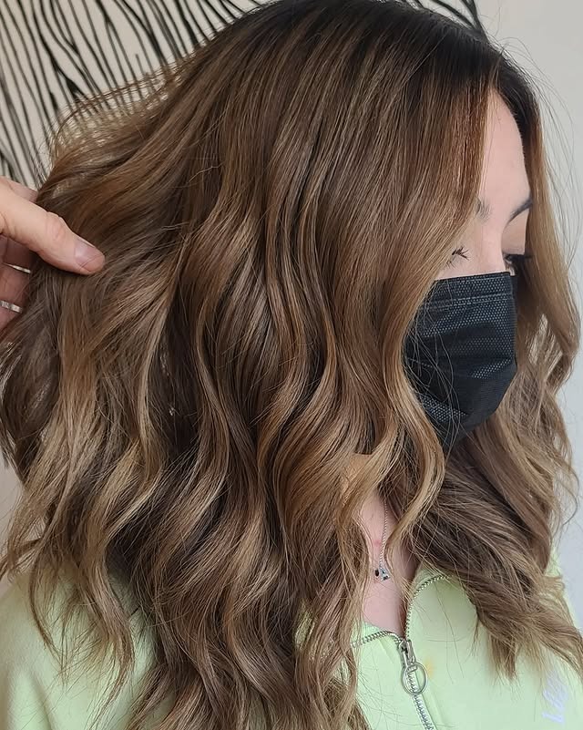 8. Dimensional Ash Brown Balayage Waves - Light Ash Brown Hair Color