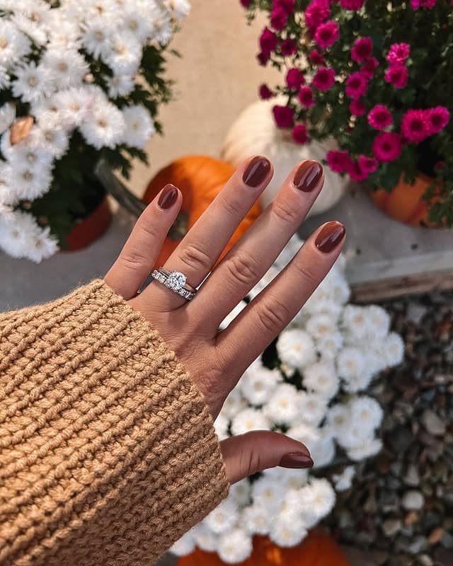 6. Autumn Roast Short Coffee Nails - coffee color nail ideas