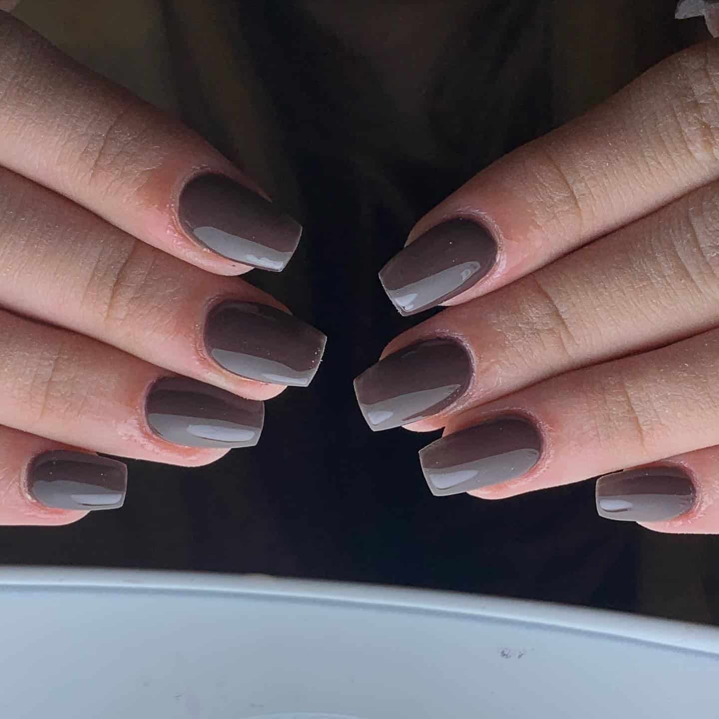18. Ash Brown Square Nails - coffee color nail ideas