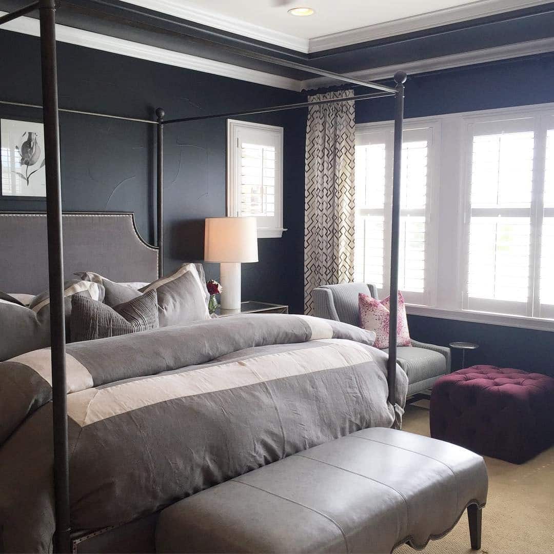 11. Classic Four-Poster Bedroom in Black and Warm Gray - black and gray bedroom ideas