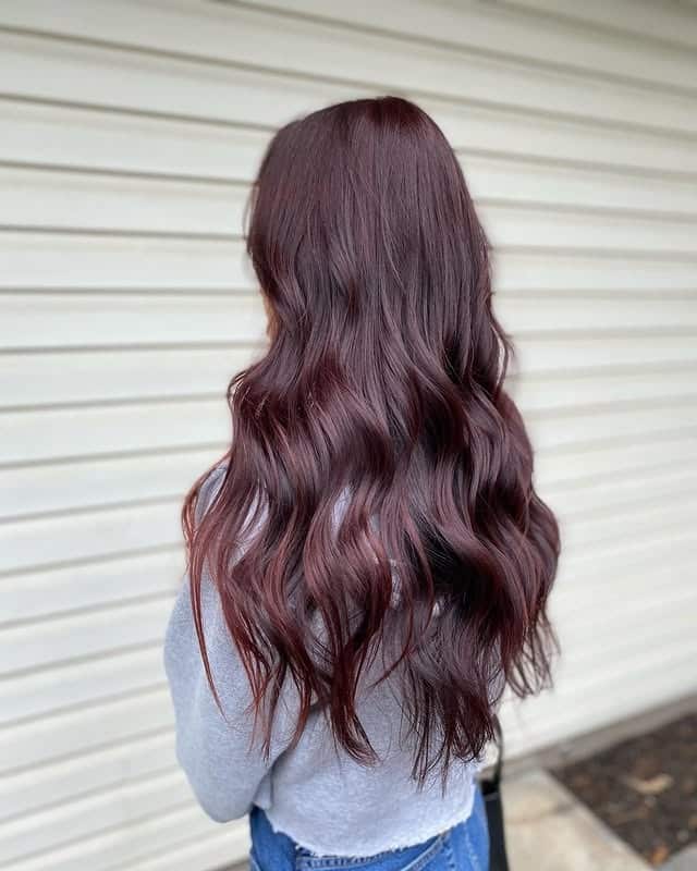 1. Deep Merlot Waves - Dark Red Hair Color