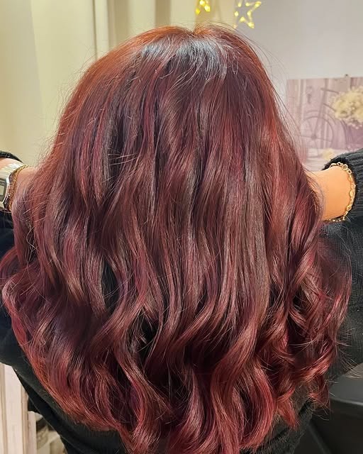 21. Cinnamon Merlot Soft Waves - Dark Red Hair Color