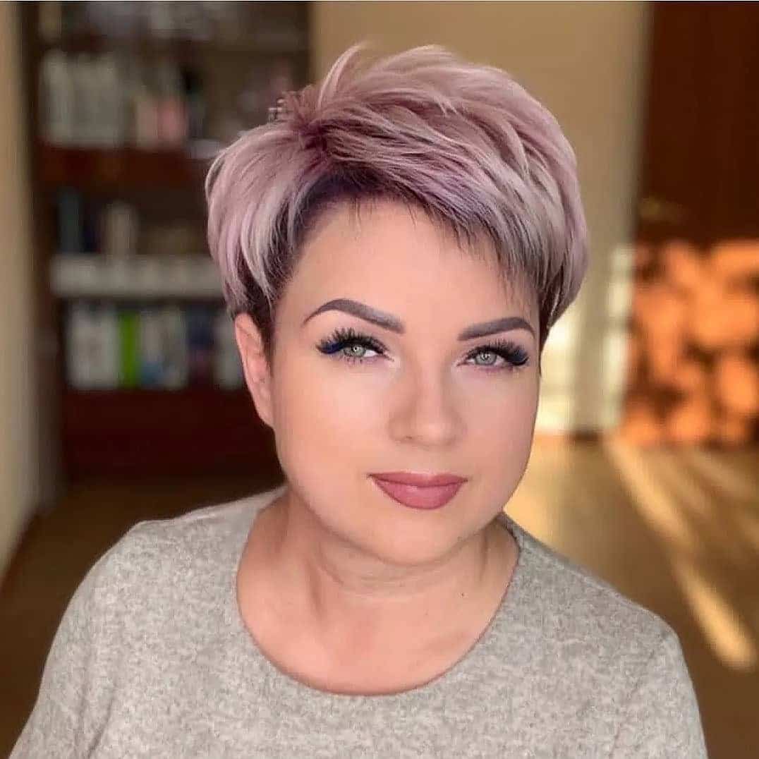 4. Smoky Mauve Volumized Pixie - Pixie Haircuts