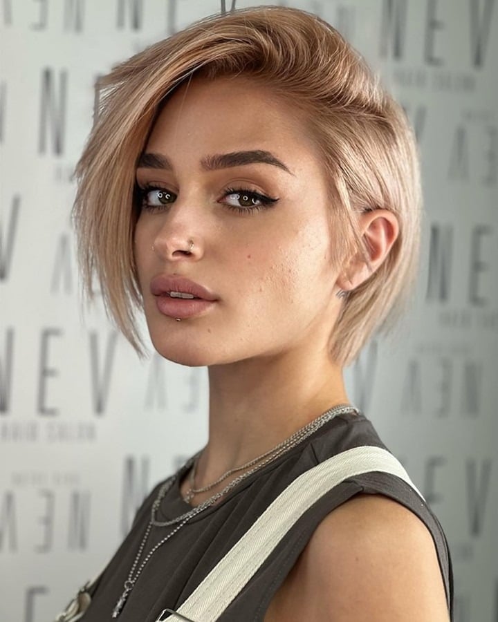 7. Champagne Blonde Undercut Pixie - Pixie Haircuts