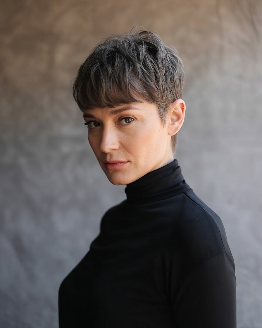 14. Ash Brown Soft Crop with Wispy Fringe - Pixie Haircuts