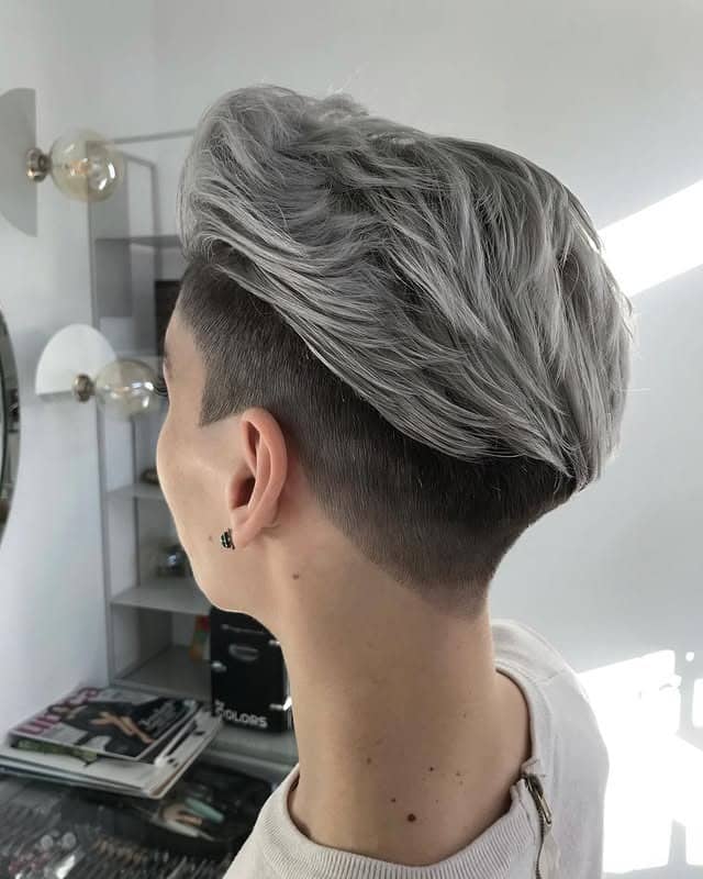 18. Smoky Silver Undercut Pixie - Pixie Haircuts