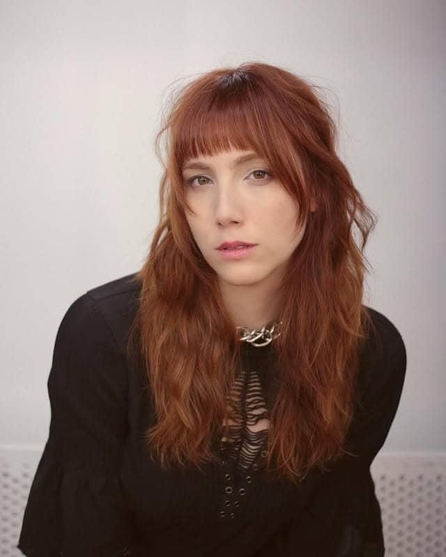 4. Copper Red Soft Shag with Textured Bangs - Medium Length Shag Hairstyles