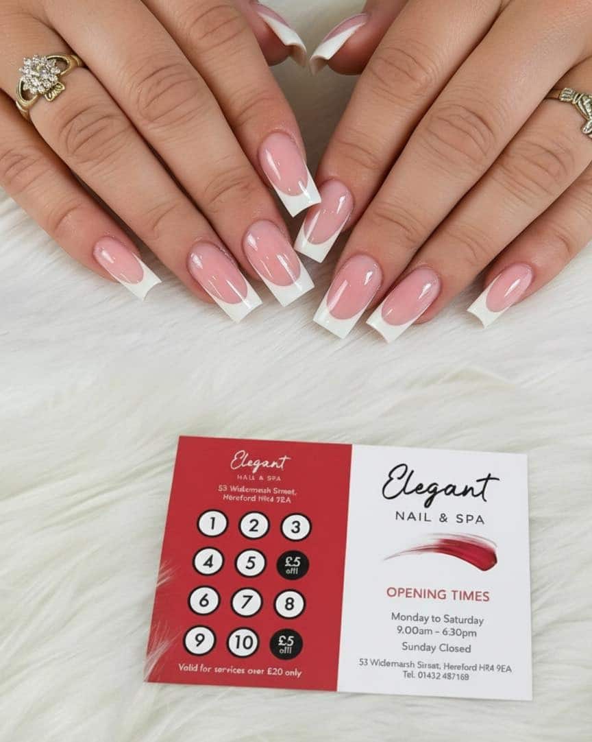 15. Classic Blush Pink Square French Manicure - elegant bridal nail ideas