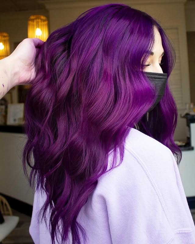 1. Deep Plum Hollywood Waves - Purple Hair Color